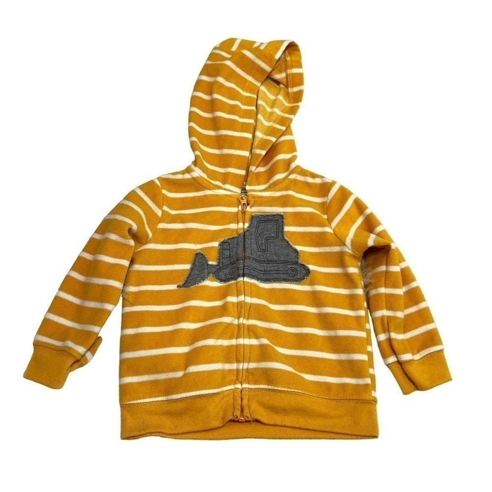 Child‎ of Mine by Carter's Baby Sz 12 Months Fleece Hoodie Yellow Stripe Tractor